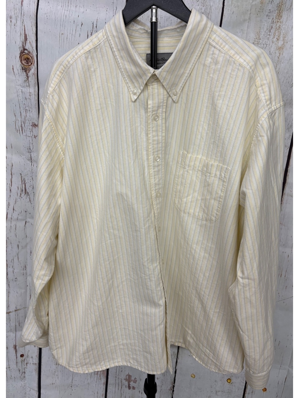 Eddie Bauer Men’s Long Sleeve Yellow And Blue Cotton Button Down Shirt Size XXL